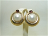 14k Yellow Gold Round Mabe Pearl Earrings