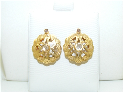 18k Yellow Gold Rose Diamond Earring
