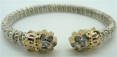 Alwand Vahand Silver & 14 K Gold Diamond Bangle Bracelet