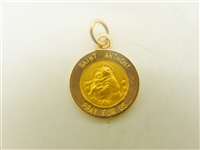 14k yellow gold Saint Anthony "pray for us' pendant