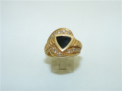 14k Yellow Gold Onyx Diamond Ring