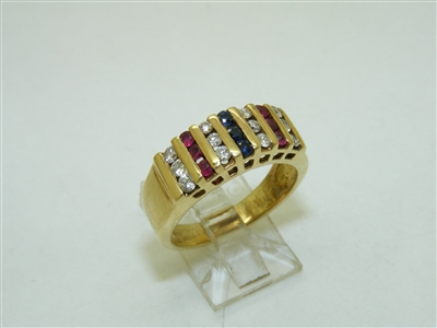 14k Yellow Gold Multi Gemstones Ring