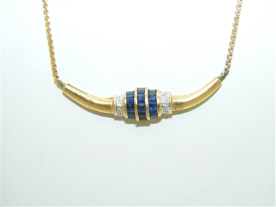 14k Yellow Gold  Natural Sapphire Diamond Necklace