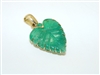 Emerald Leaf Pendant Set in 16k Yellow Gold Mounting