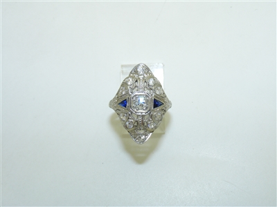 Art Deco Platinum Diamond & Sapphire Ring