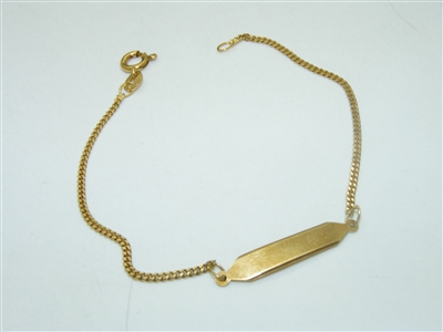 14k Yellow Gold I.D Bracelete for kids