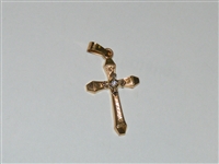 Small 14k Yellow Gold Diamond Cross