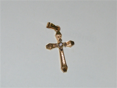 Small 14k Yellow Gold Diamond Cross