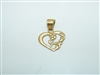 14k Yellow Gold Heart Flower Pendant