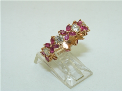 20k rose Gold Eternity Diamond And Ruby Ring