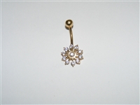 14k Yellow Gold Flower Belly Piercing