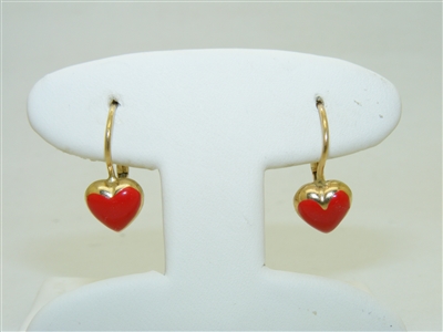 14k Yellow Gold Heart Earrings