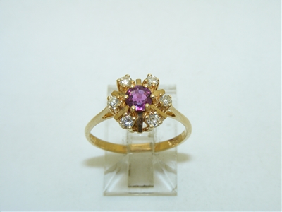 14k Yellow Gold Natural Ruby Diamond Ring