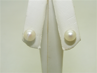 14k Yellow Gold Pearl push back Earrings