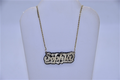14k Yellow Gold Sophia Name Plate Necklace
