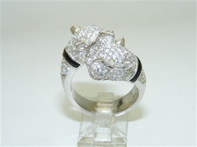 14k White Gold Panther Diamond Ring