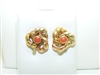 18k Gold Red Coral Earring