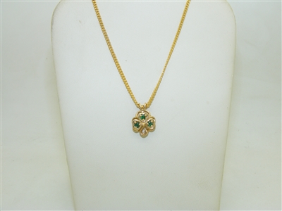 14k Yellow Gold Clover Pendant and Chain
