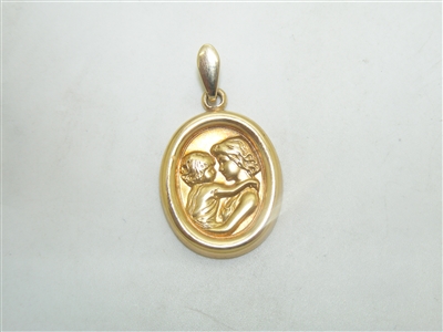 14k Yellow Gold Mother and Baby Pendant