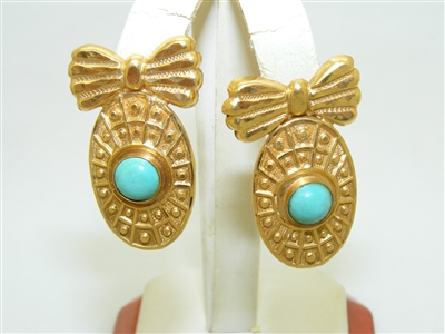 20k Yellow Gold Turquoise Earring