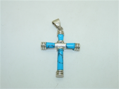 Sterling Silver Blue Lapis Cross Pendant