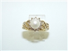 14k Yellow Gold Diamond Pearl Ring