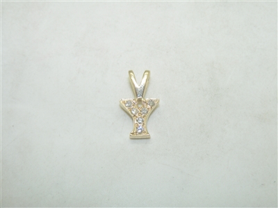 14k Yellow Gold Diamond "Y" Initial