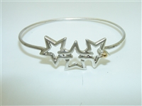 TIFFANY & CO. STERLING SILVER 925 18K YG GOLD TRIPLE STARS HOOK BANGLE BRACELET