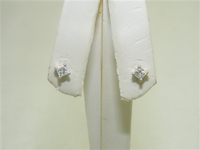 White Gold Diamond Push Back Earrings