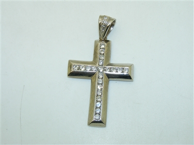 18k White Gold Diamond Cross Pendant