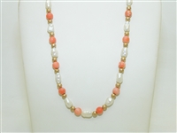 Coral And Natural Freshwater Pearl Necklace