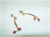 18k Yellow Gold Red Natural Coral Earrings