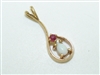 14k Yellow Gold Ruby, Opal Pendant