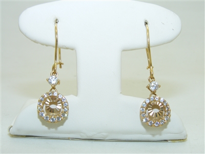 14k yellow Gold CZ Hanging Earrings