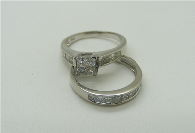 A Beautiful Princess Cut Two Piece Engagement Ring Set.
