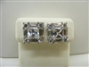 10K White Gold Square Shaped CZ Earrings
