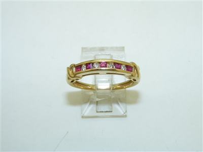 14k Yellow Gold Diamond Ruby Band