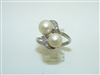 Vintage 18k White Gold Diamond Pearl Ring