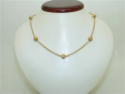 14k Yellow Gold Fancy Ball Chain Necklace