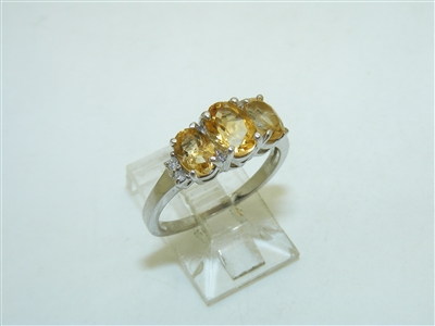14k White gold Gold Topaz Diamond Ring