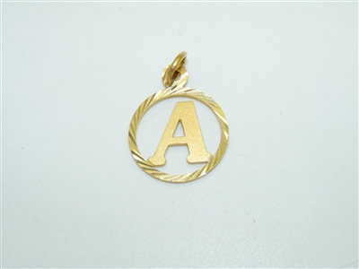 Initial "A" Yellow Gold Pendant