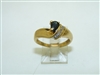 14k Yellow Gold Diamond Dark Sapphire Ring