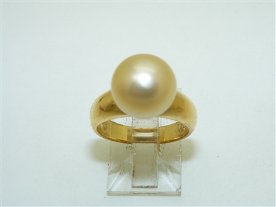18k Yellow Gold Golden Cultured South Sea Pearl Ring