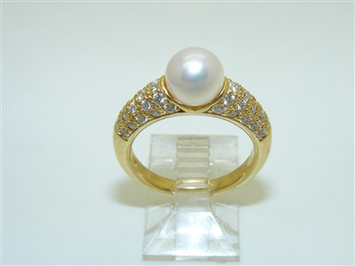 Mikimoto Diamond Pearl Ring