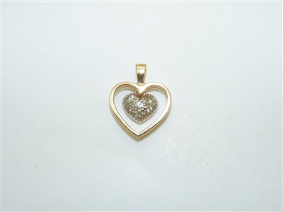 Double Heart 14k Yellow & White Gold Pendant