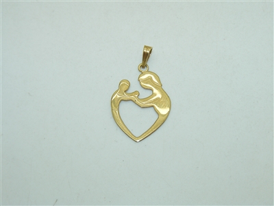 14k Yellow Gold Mother and Child Pendant