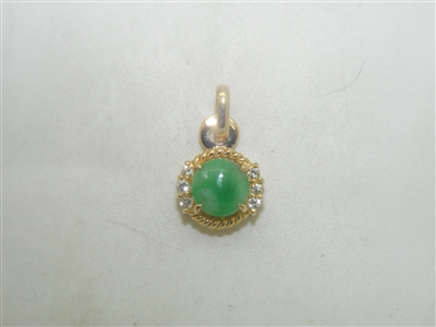 Round Natural Jade Diamond Pendant