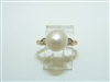 14k Yellow Gold Pearl Diamond Ring