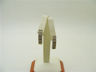 14k Two-Tone Huggie Diamond Earrings