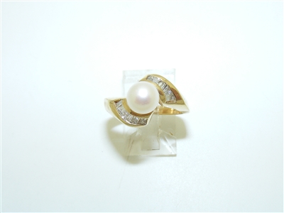14k Yellow Gold Mabe Pearl Diamond Ring